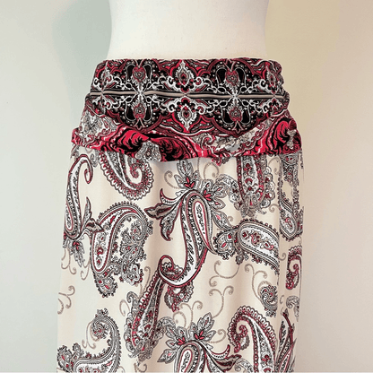 Paisley Floral Stretchy Jersey Pull on Maxi Skirt Plus Size 18/20W