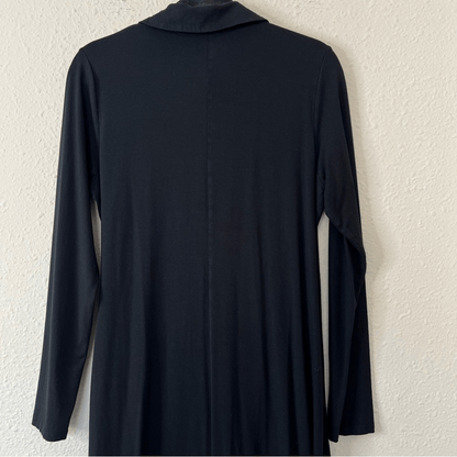 J. Jill Wearever Black Dress Long Sleeve Faux Wrap Size Medium Knee Length