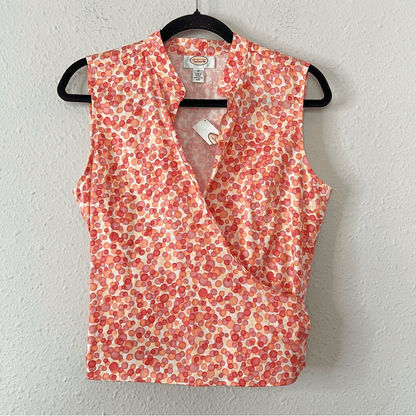 Talbots Sleeveless Wrap Blouse Shirt Top Cotton NEW Size 10
