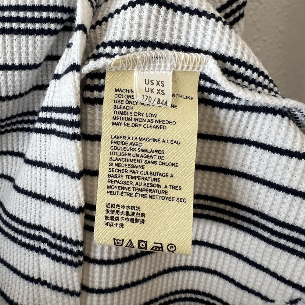 Anthropologie MAEVE Eliza Striped Waffle Knit Long Sleeve Henley Tunic Size XS