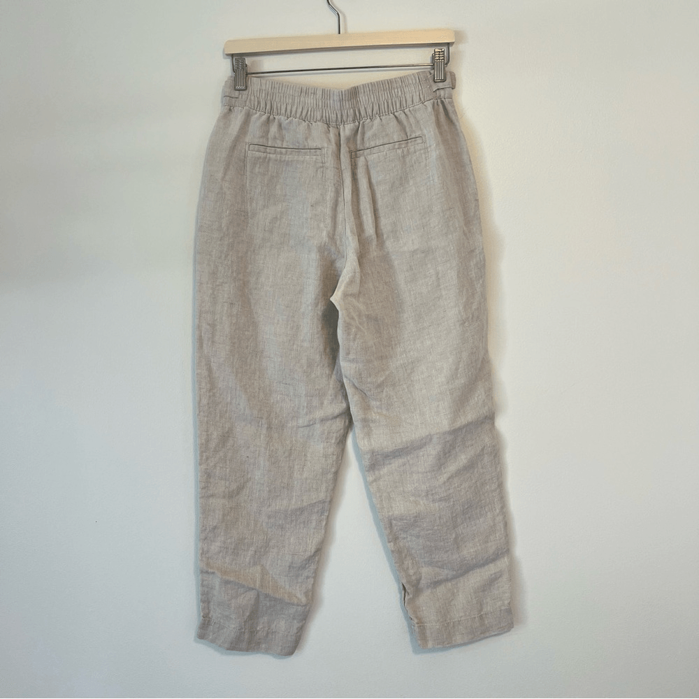 Athleta Voyager 100% Linen Pants Size 4 Cream Coastal Beach Vacation