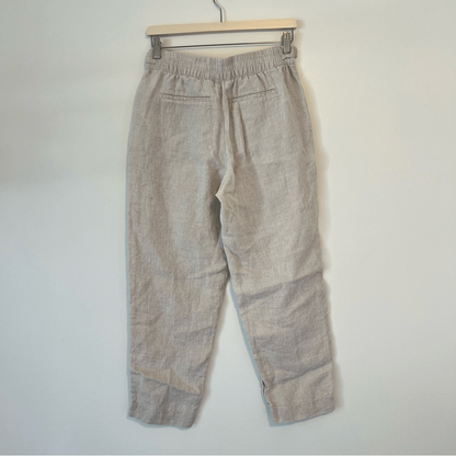 Athleta Voyager 100% Linen Pants Size 4 Cream Coastal Beach Vacation