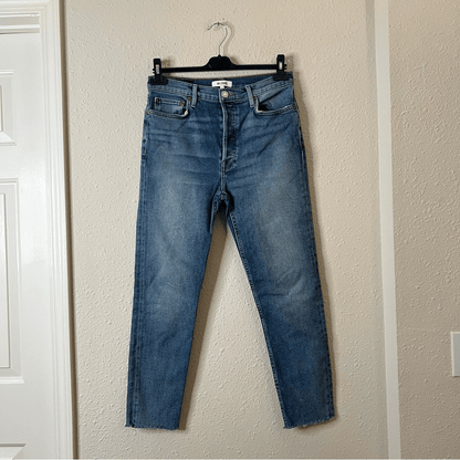 RE/DONE High Waisted Button Fly Debim Jeans Size 29 Medium Wash