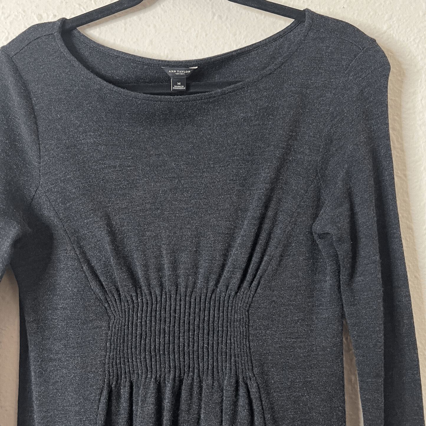 Ann Taylor Wool Blend Long Sleeve Sweater Mini Dress in Gray Size Medium