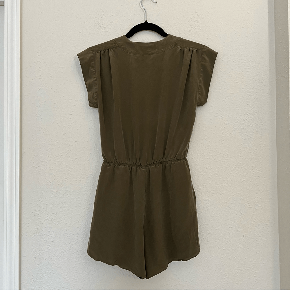 Aritzia Babaton Corbett Olive Green Silk Romper Size XS