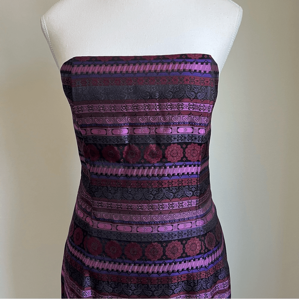 Jessica McClintock Gunne Sax Vintage 1990s Column Brocade Gown Size 5 Strapless