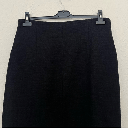 ZARA Textured Tweed Midi Skirt with Slit Gold Buttons NEW Size XL