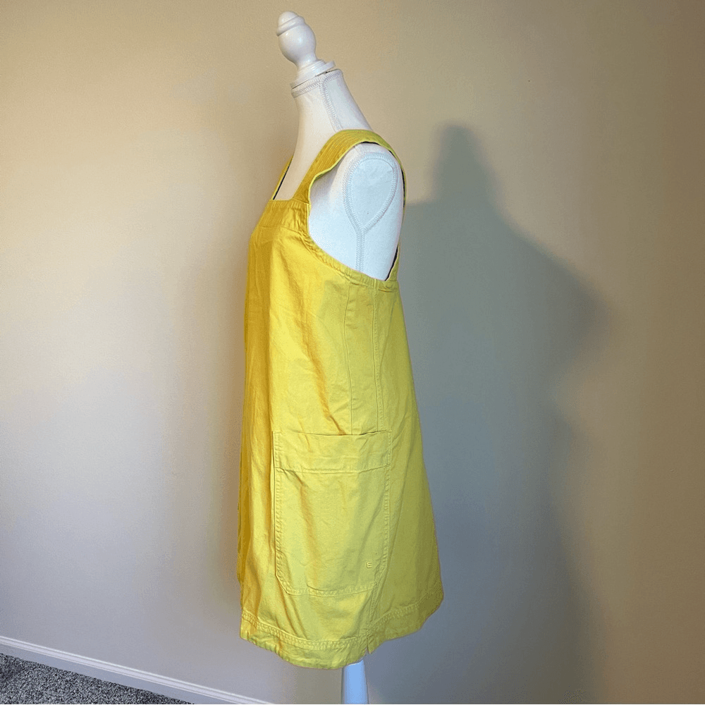 EVERLANE The Cross-Back Apron Mini Denim Dress Organic Cotton in Lemon Small