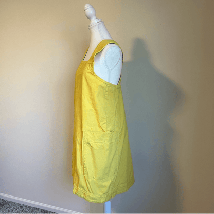 EVERLANE The Cross-Back Apron Mini Denim Dress Organic Cotton in Lemon Small