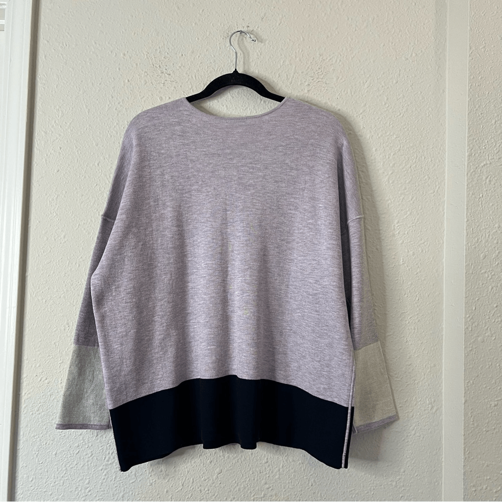 J. Jill Reversible V-Neck Colorblock Sweater Large Petite