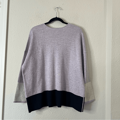 J. Jill Reversible V-Neck Colorblock Sweater Large Petite