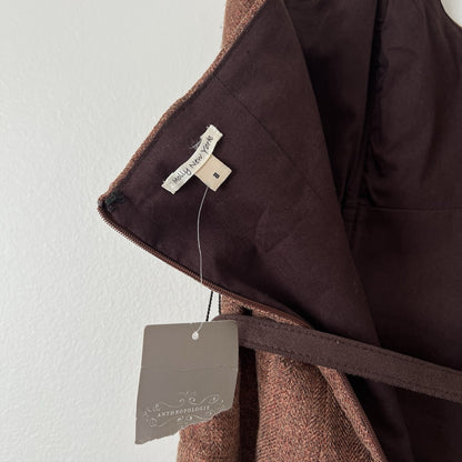 Anthropologie Molly New York Verite Tweed Sheath Mini Dress NEW Sz 8 Rust Brown