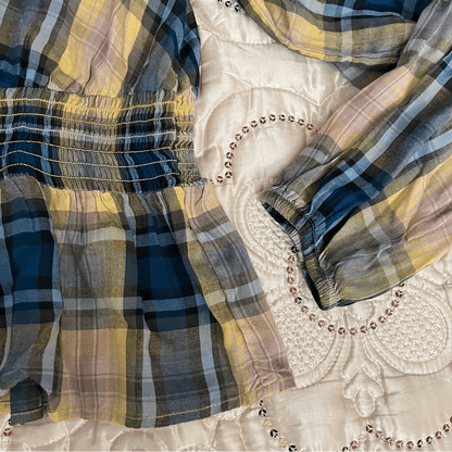 Express Plaid Surplice Peplum Top Blouse NEW Size Medium