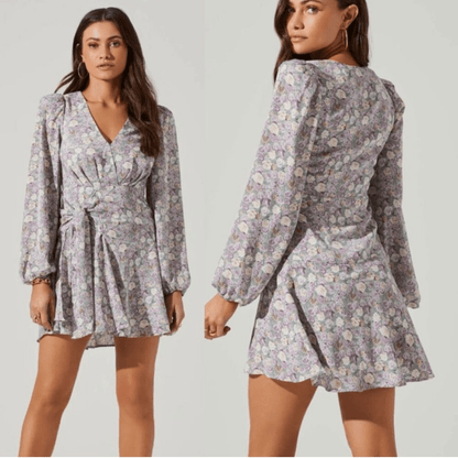 ASTR The Label Floral Mini Dress Long Sleeve Fit and Flare Size XS