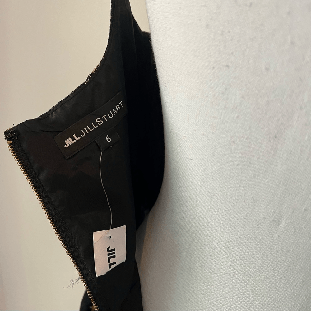 JILL STUART Floral Jacquard A-line Mini Dress NEW Size 6 Black & Gold