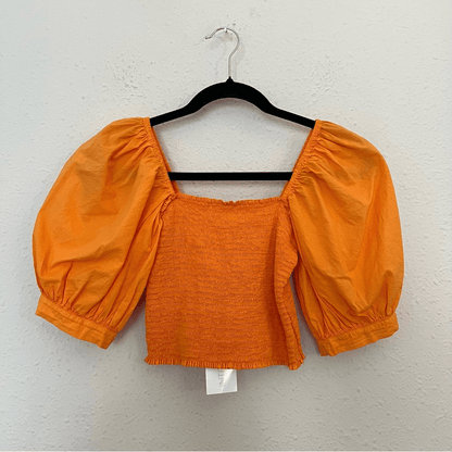 Xirena Issa Smocked Crop Top NEW in Orange Size Small