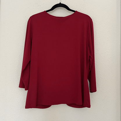 Talbots Open Front Rhinestone Embellishment Cardigan Blouse in Red Size Large