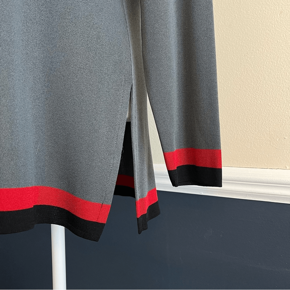 Exclusively Misook Open Front Cardigan Sweater in Gray Size Small