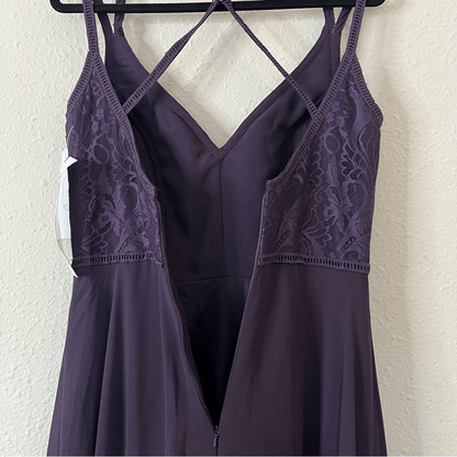 Hayley Paige 5864 Lace Bodice Chiffon A-Line Bridesmaid Maxi Dress Formal Gown