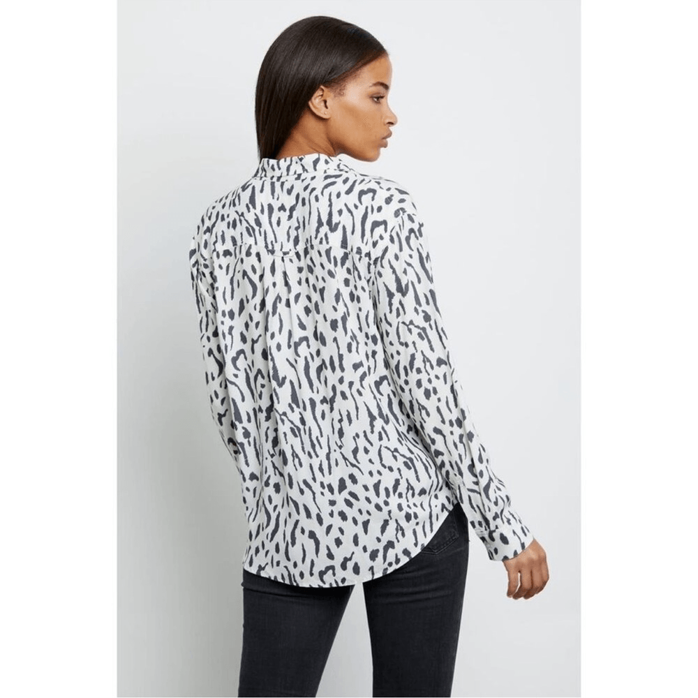 Rails Rocsi Shirt Ivory Cheetah REVOLVE Button Down Size XL Long Sleeve
