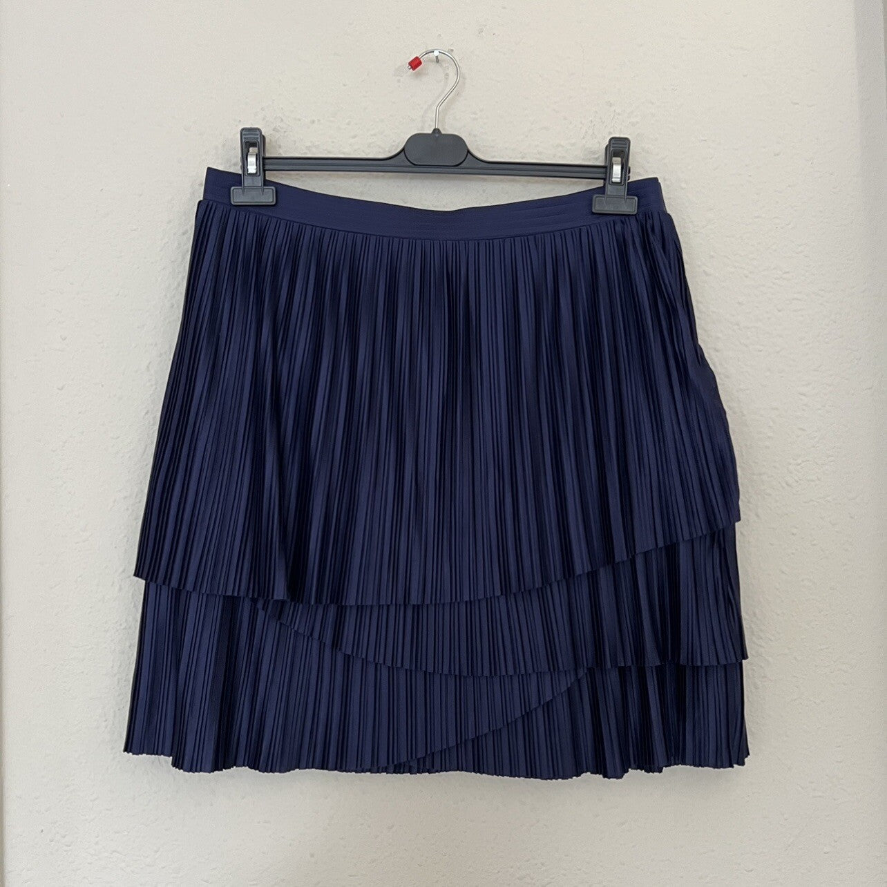 Banana Republic Layered Pleated Navy Blue Mini Skirt NEW Size 14