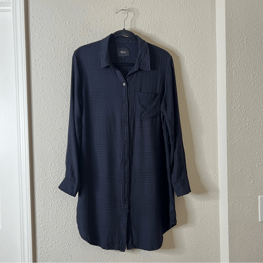 Rails Bianca Charcoal Shadow Plaid Flannel Shirt Dress Tunic Size Medium