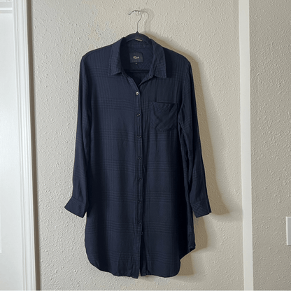 Rails Bianca Charcoal Shadow Plaid Flannel Shirt Dress Tunic Size Medium