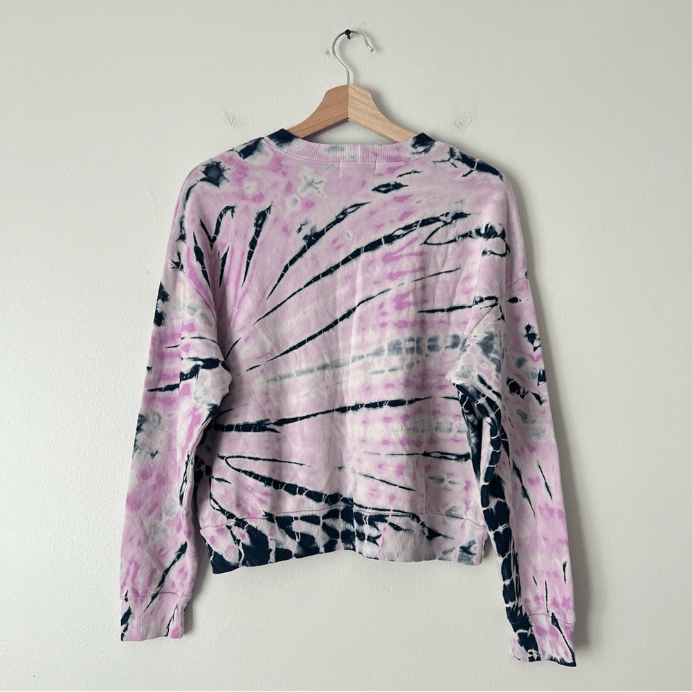 Monrow Bamboo Burst Tie-Dye Sweatshirt Pink NEW Size Small