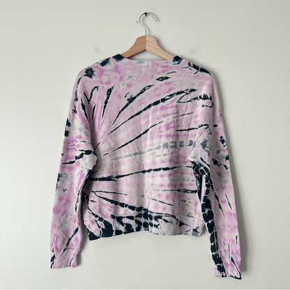 Monrow Bamboo Burst Tie-Dye Sweatshirt Pink NEW Size Small