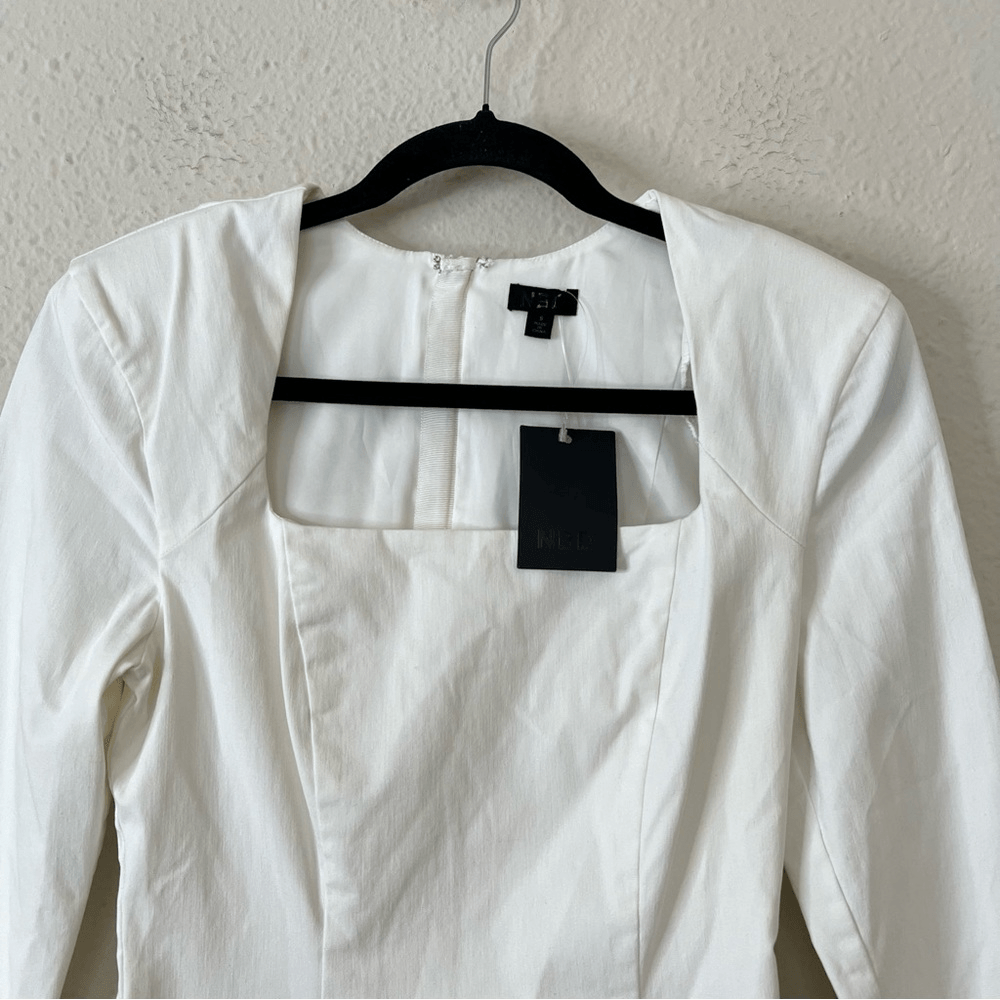 Revolve NBR Long Sleeve Hastings Mini Dress in White NEW Size Small