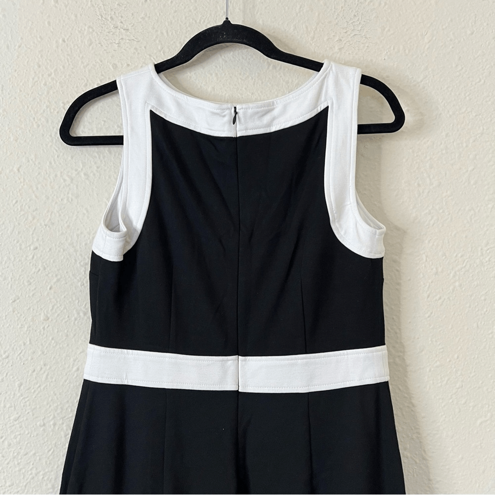 Talbots Ponte Knit Sleeveless Sheath Dress Black and White Size 6