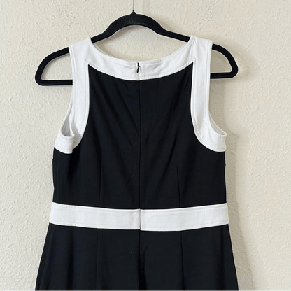 Talbots Ponte Knit Sleeveless Sheath Dress Black and White Size 6