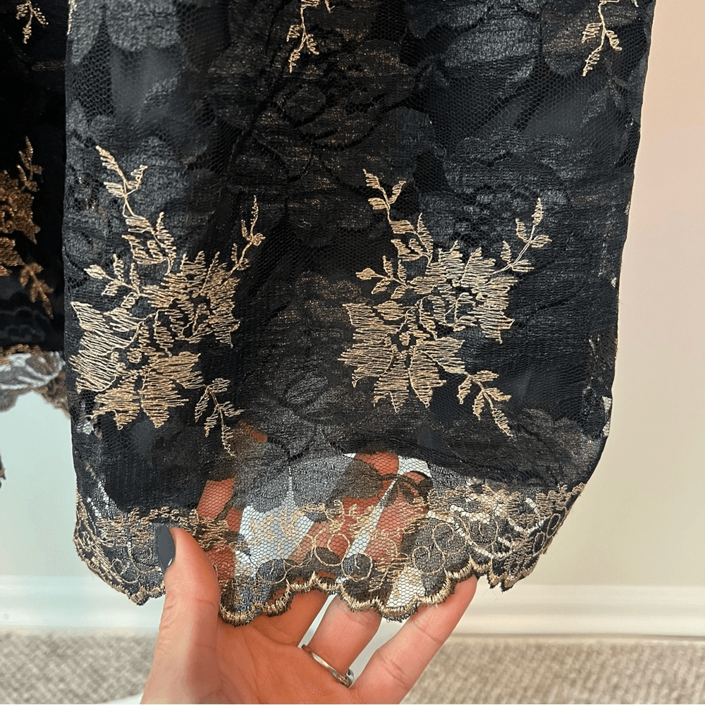 JILL STUART Floral Jacquard A-line Mini Dress NEW Size 6 Black & Gold