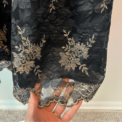 JILL STUART Floral Jacquard A-line Mini Dress NEW Size 6 Black & Gold