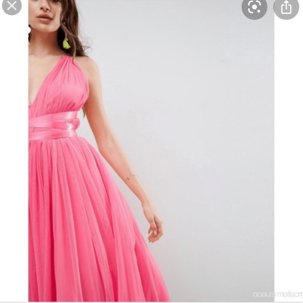 ASOS Tulle TuTu Halter Midi Dress NEW Size 4 Pink Prom Homecoming