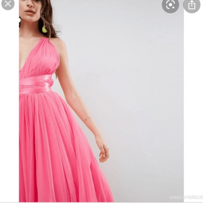 ASOS Tulle TuTu Halter Midi Dress NEW Size 4 Pink Prom Homecoming