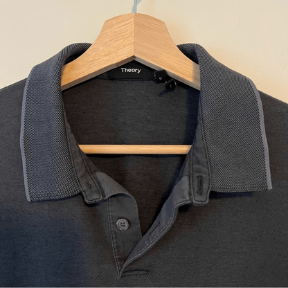 Theory Mens Cotton Polo Shirt Size Large in Dark Gray