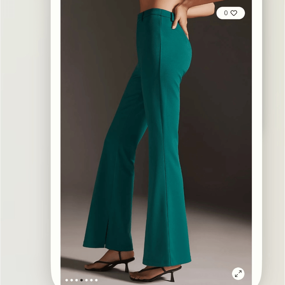 Anthropologie Flat White Flare Pants in Green NEW Size Medium