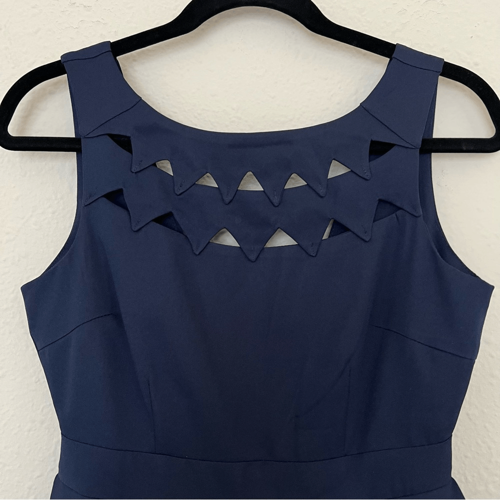 L'atiste Navy Blue Cutout Fit Flare Mini Dress NEW Size Small