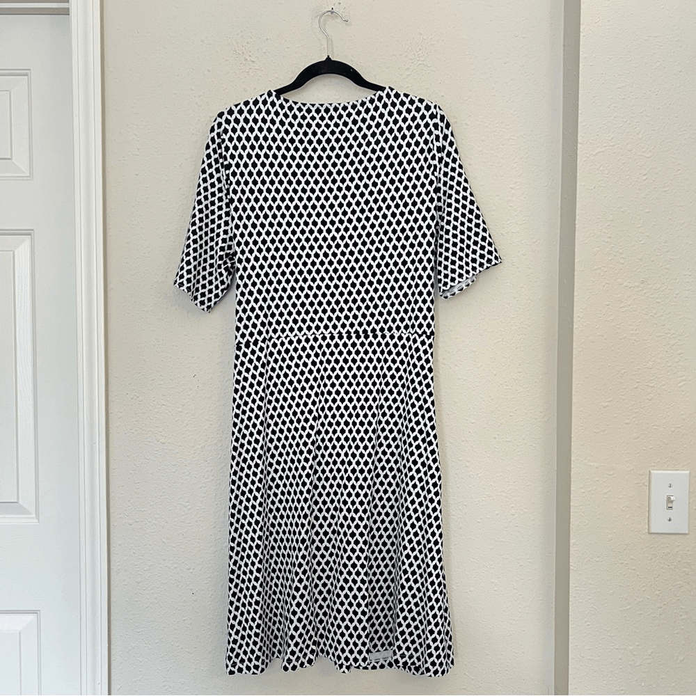 Talbots Black & White Faux Wrap A-line Printed Dress Size XL