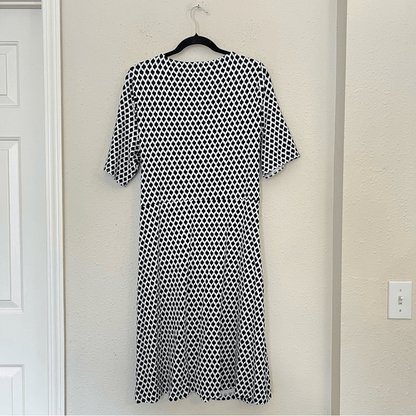 Talbots Black & White Faux Wrap A-line Printed Dress Size XL