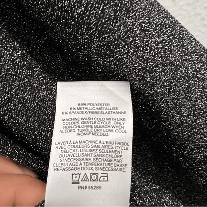 Express Sparkling Silver Metallic Bell Puff Sleeve Blouse Top Size Medium