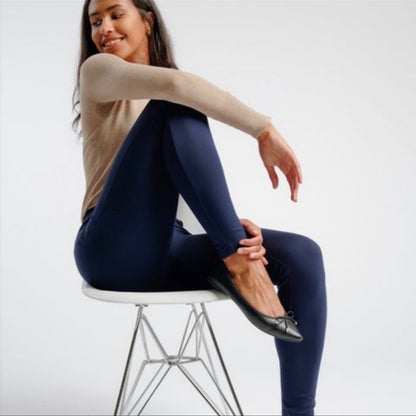 Betabrand Navy Blue Classic Skinny Leg Yoga Dress Pants Women's Size Small