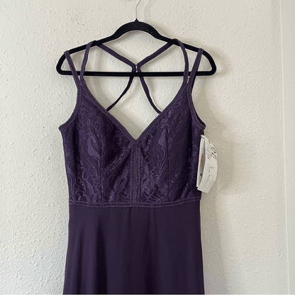 Hayley Paige 5864 Lace Bodice Chiffon A-Line Bridesmaid Maxi Dress Formal Gown