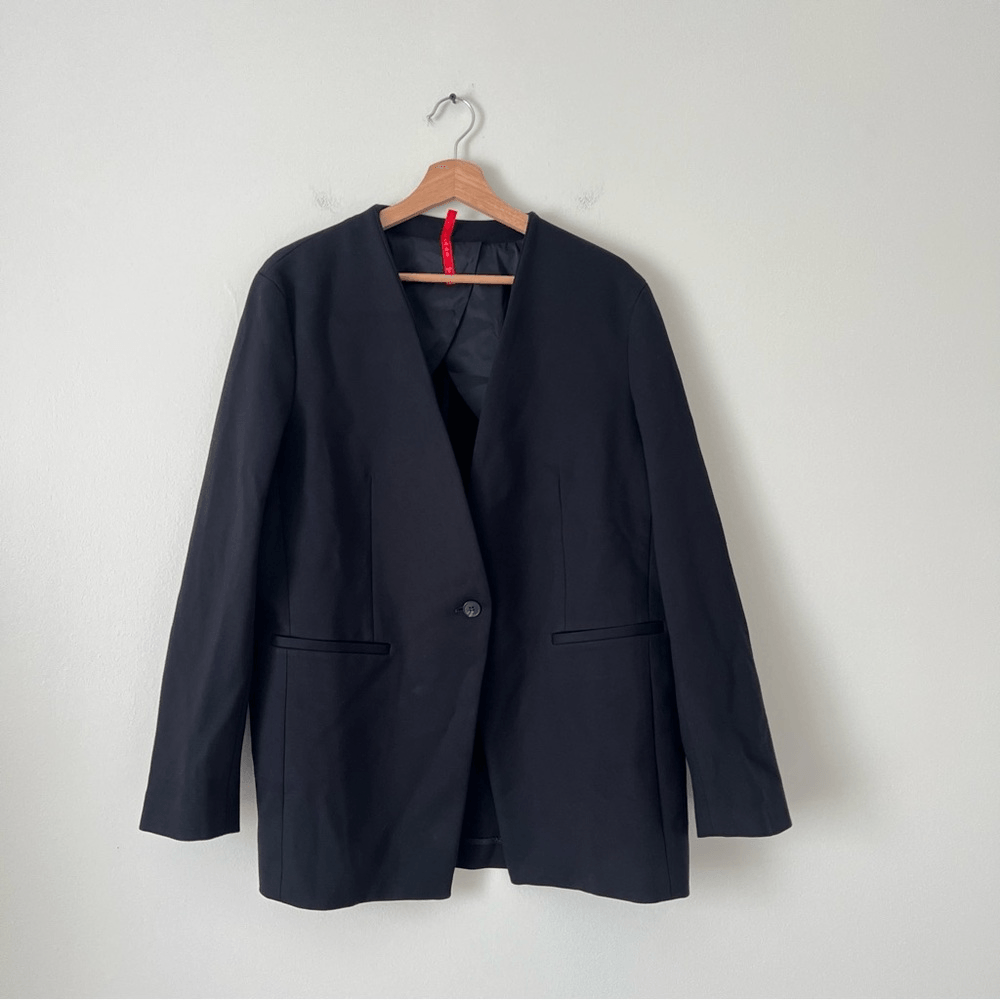 Spanx The Perfect Collarless Blazer in Black Size Large Ponte Knit Jacket