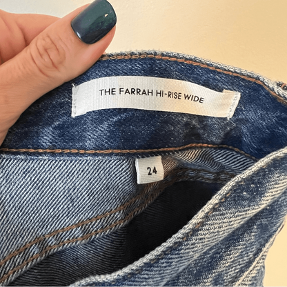 Aritzia Denim Forum The Farrah High Rise Wide Leg Jeans Medium Wash Size 24