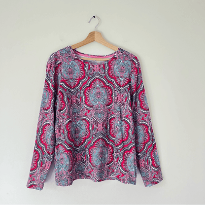 Talbots Classic Cotton Crewneck Tee in Mod Paisley Size XLP