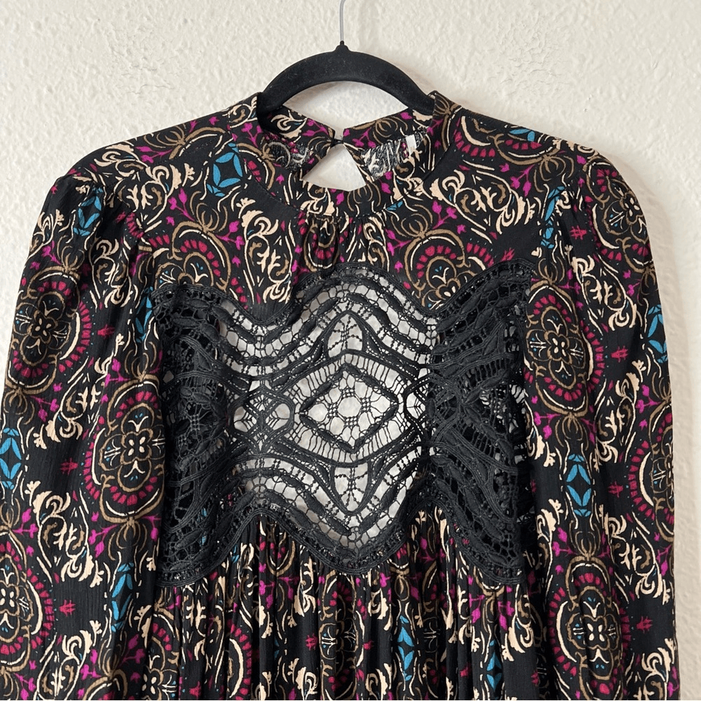 Free People Sweet Thang Printed Black Tunic Combo Size Small