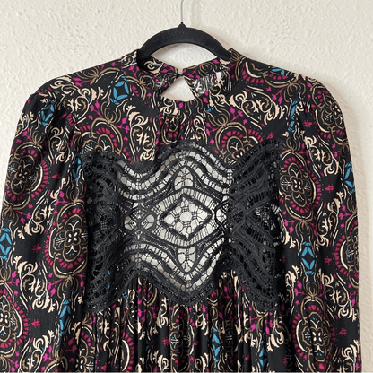 Free People Sweet Thang Printed Black Tunic Combo Size Small