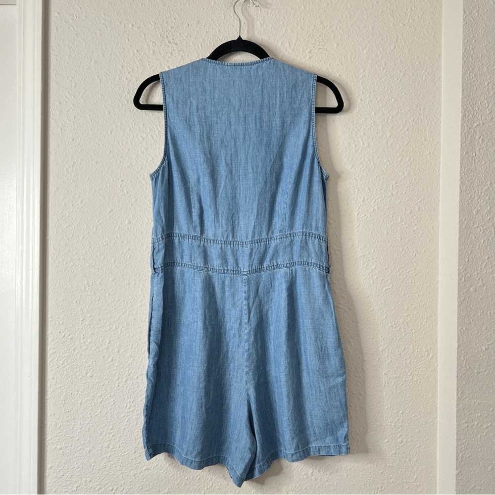 RAILS Scarlett Chambray Romper Linen Lyocell Size M (MISSING BELT)